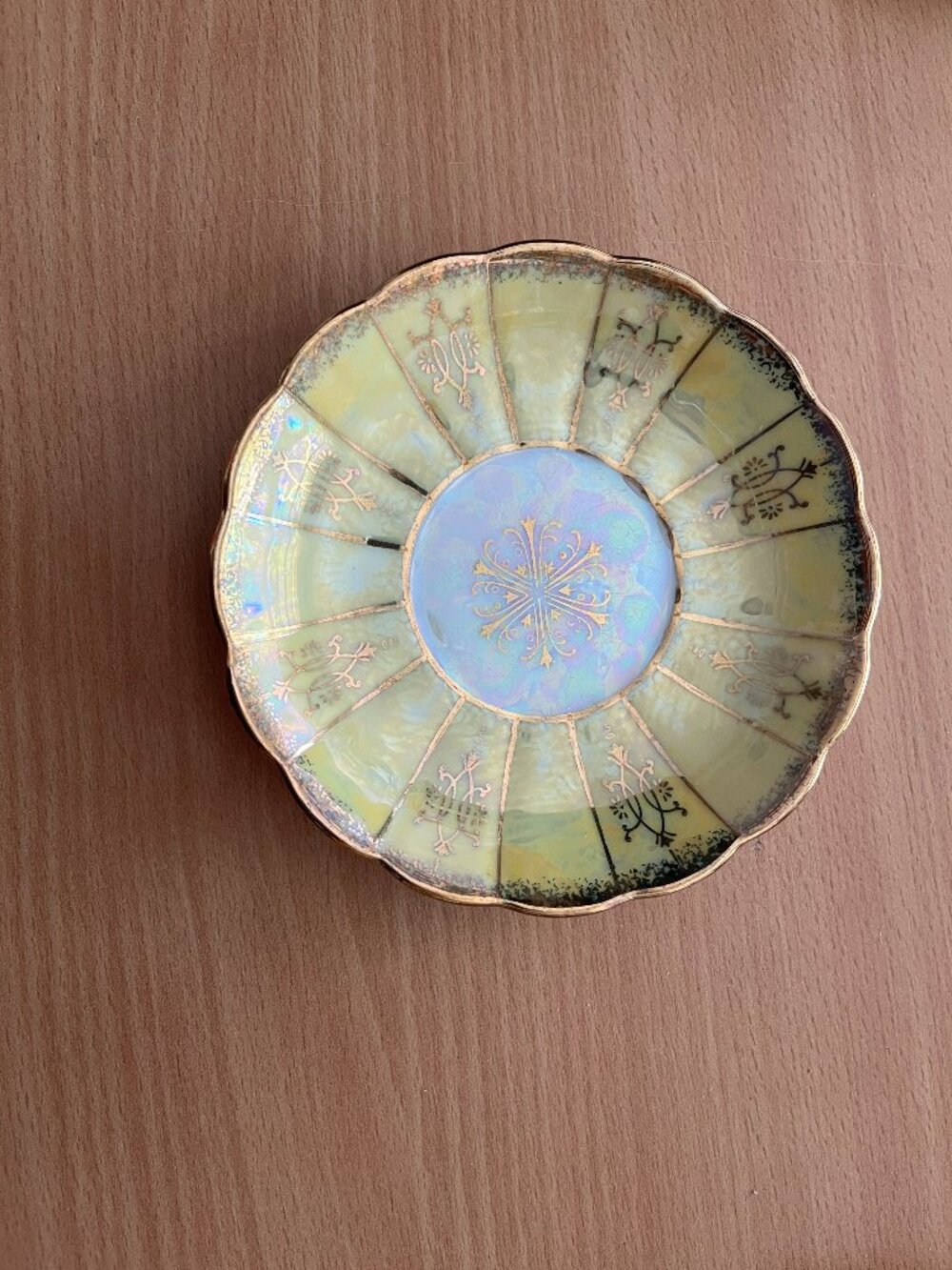 Vintage hand painted Shafford Gold gild lustered scalloped edge 5.5" plate Japan